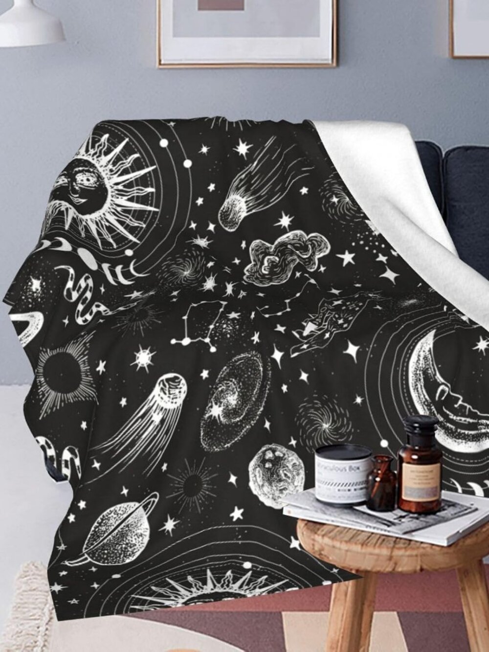 Moon Blanket 60"x50" Gothic Blankets Witchy Blankets Witchy Gifts for Women - Picture 9 of 9